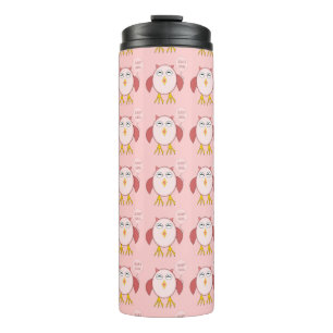 Cute Pink baby Girl Owl Thermal Tumbler