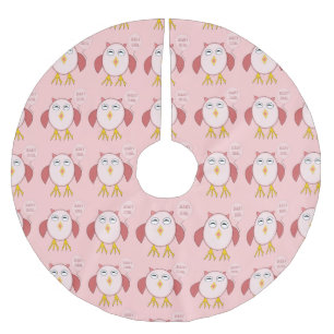 Cute Pink Baby Girl Owl Tree Skirt