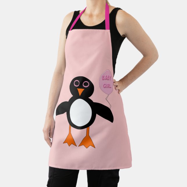 Cute Pink Baby Girl Penguin Apron (Insitu)