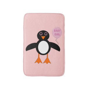 Cute Pink Baby Girl Penguin Bath Mat