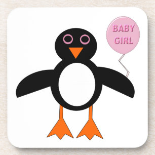 Cute Pink Baby Girl Penguin Coaster
