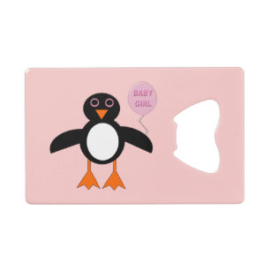 Cute Pink Baby Girl Penguin Custom Bottle Opener