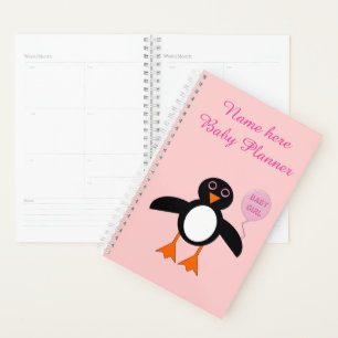 Cute Pink Baby Girl Penguin Custom Planner