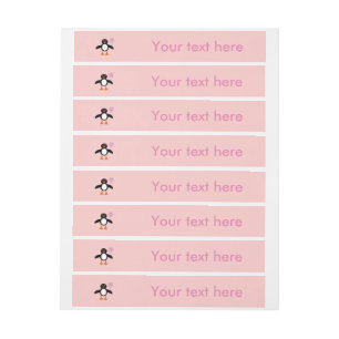 Cute Pink Baby Girl Penguin Customisable Labels