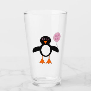Cute Pink Baby Girl Penguin Glass