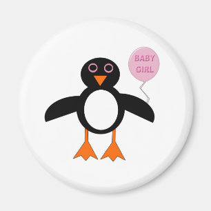Cute Pink Baby Girl Penguin Magnet