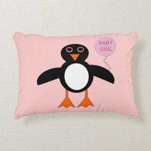 Cute Pink Baby Girl Penguin Pillow