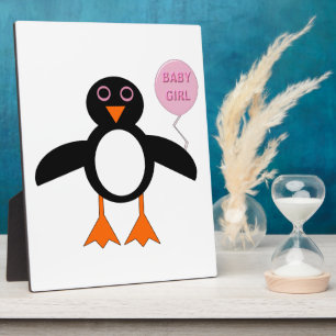 Cute Pink Baby Girl Penguin Plaque