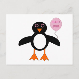 Cute Pink Baby Girl Penguin Postcard