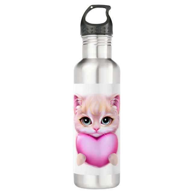 Cute Pink Baby Kitten  710 Ml Water Bottle (Front)