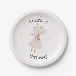 Cute Pink Baby Mouse Birthday Plates