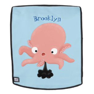 Cute pink baby octopus cartoon humour backpack