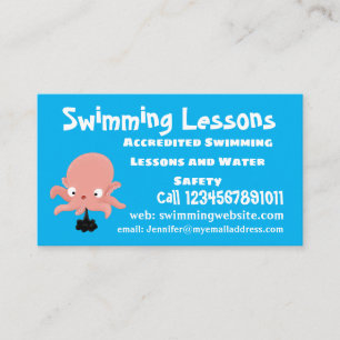 Cute pink baby octopus cartoon humour business card