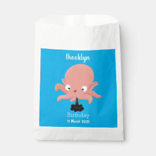 Cute pink baby octopus cartoon humour favour bag