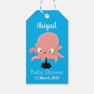 Cute pink baby octopus cartoon humour gift tags