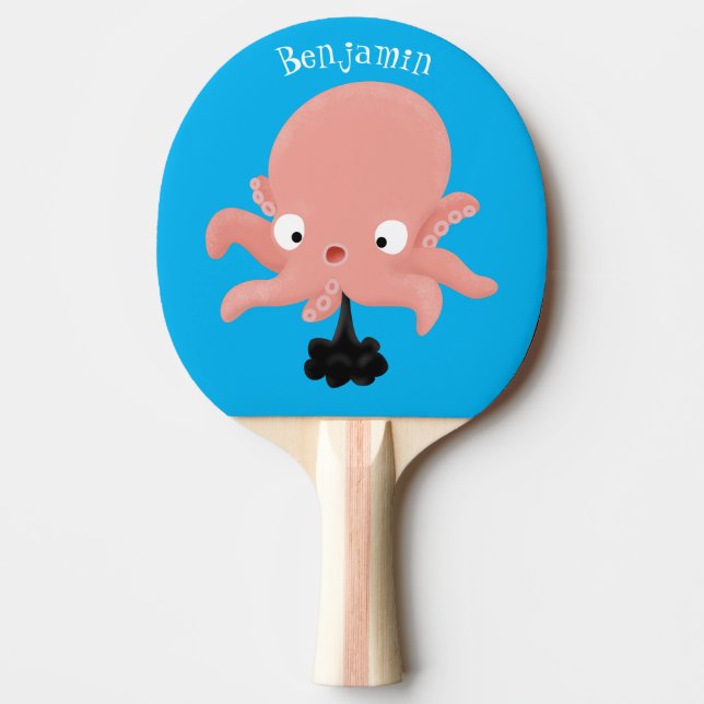 Cute pink baby octopus cartoon humour ping pong paddle (Front)