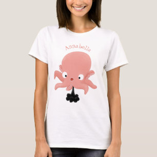 Cute pink baby octopus cartoon humour T-Shirt