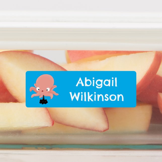 Cute pink baby octopus cartoon personalised (Affixed)