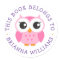 Cute pink baby owl bookplate sticker