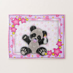 Cute Pink Baby Panda Bear Puzzle