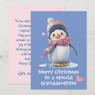 Cute Pink Baby Penguin Christmas for Kids Holiday Card