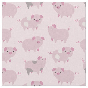 Cute Pink Baby Piglets Pattern & Dots Fabric