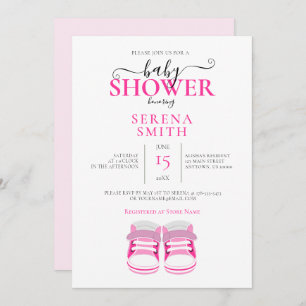 Cute PINK Baby Shoes BABY SHOWER Invitation