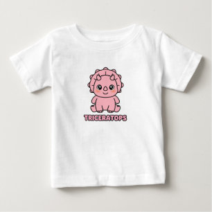 Cute Pink Baby Triceratops Dinosaur Chibi T-Shirt