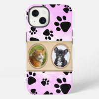 Cute Pink background with paws, custom pet photo