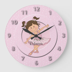 Cute Pink Ballerina 2 Large Clock