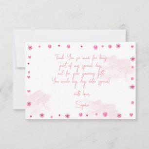Cute pink ballerina and balloons birthday thank you card