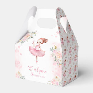 Cute pink ballerina birthday thank you favour box