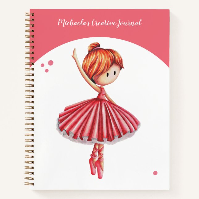 Cute Pink Ballerina Girly  Notebook (Front)
