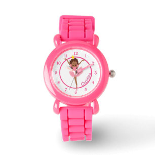 Cute Pink Ballerina Personalised Kids Watch