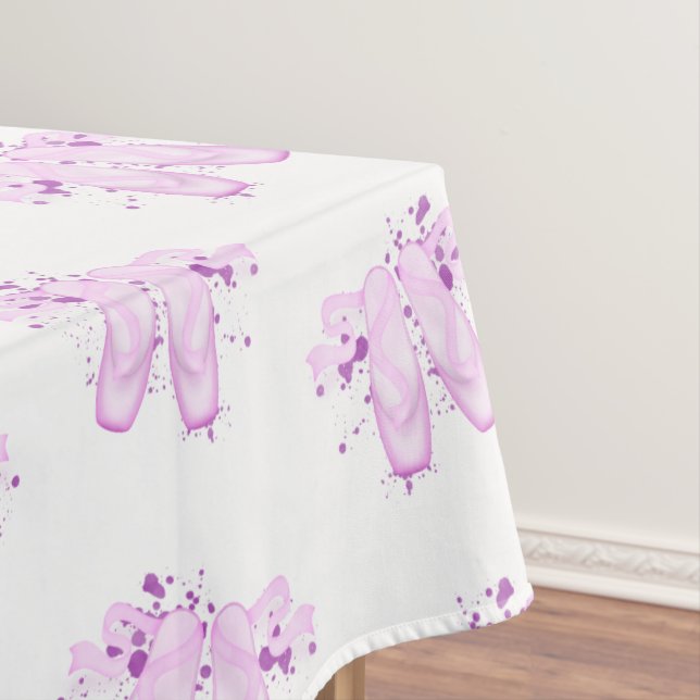Cute Pink Ballerina Pointe Shoes Ballet Tablecloth (In Situ)