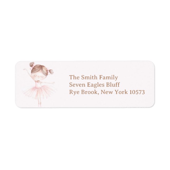 Cute Pink Ballerina Return Address Label (Front)