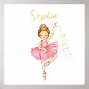 Cute Pink Ballerina Star Dust Nursery  Foil Prints