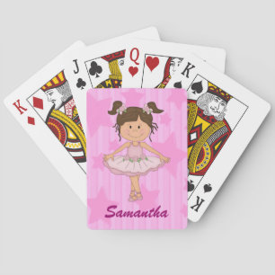Cute Pink Ballerina Stars and Stripes Playing Cards