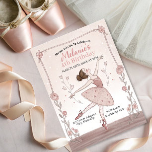 Cute Pink Ballerina Tutu Girl Birthday Invitation