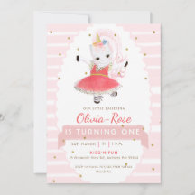 Cute Pink Ballerina Unicorn Glitter Girl Birthday