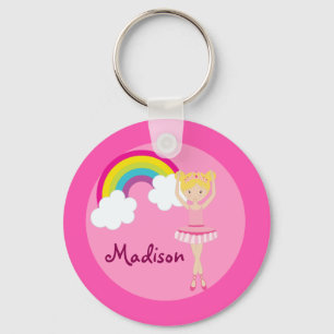 Cute Pink Ballet Girl Custom Key Ring