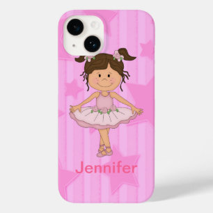 Cute Pink Ballet Girl On Stars and Stripes Case-Mate iPhone 14 Case