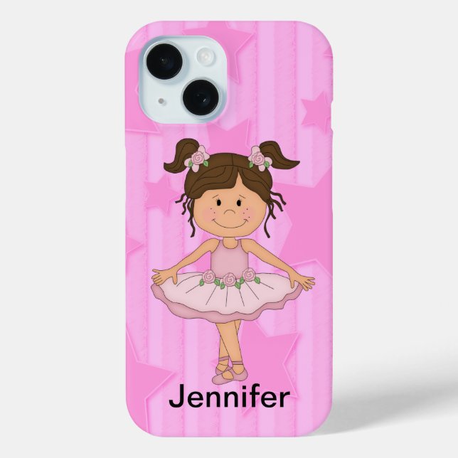 Cute Pink Ballet Girl On Stars and Stripes Case-Mate iPhone Case (Back)
