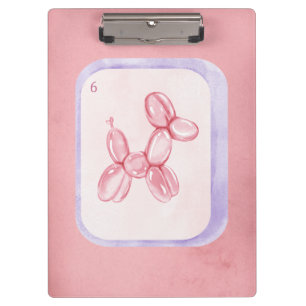 Cute Pink Balloon Dog Minimalist aesthetic Clipboard