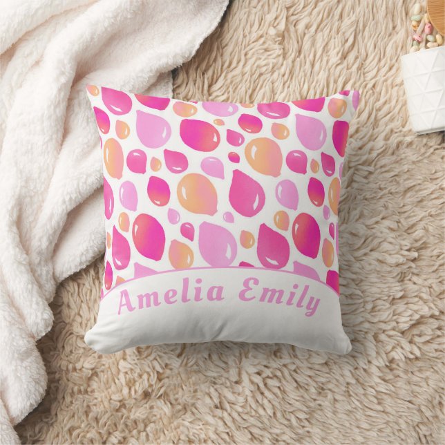 Cute Pink Balloon Girly Pattern Girl Name  Cushion (Blanket)