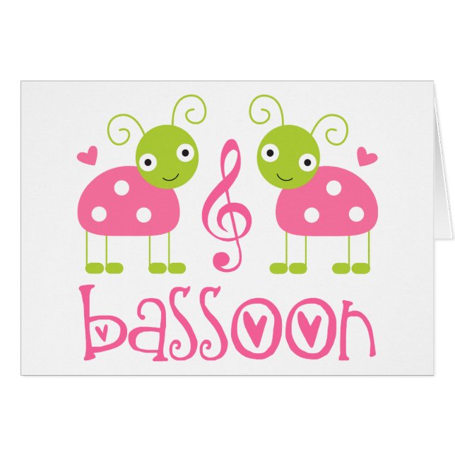 Cute Pink Bassoon Ladybug Music Gift (Front Horizontal)