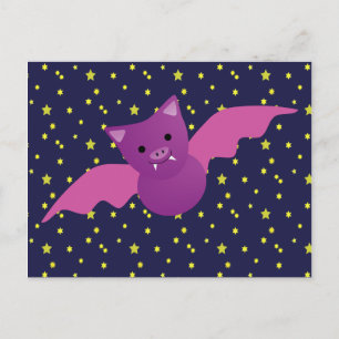 Cute Pink Bat Postcard