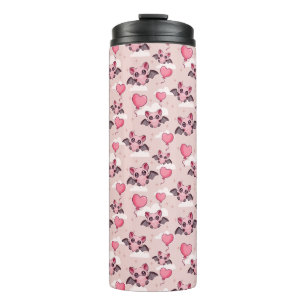 Cute pink bats and hearts thermal tumbler