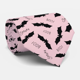 Cute Pink Bats Halloween Party Tie