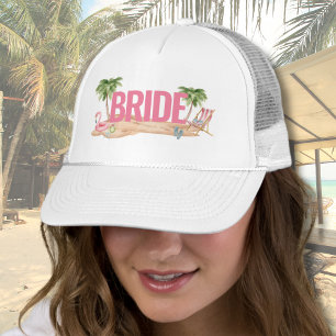 Cute Pink Beach Bachelorette Party Bride Trucker Hat